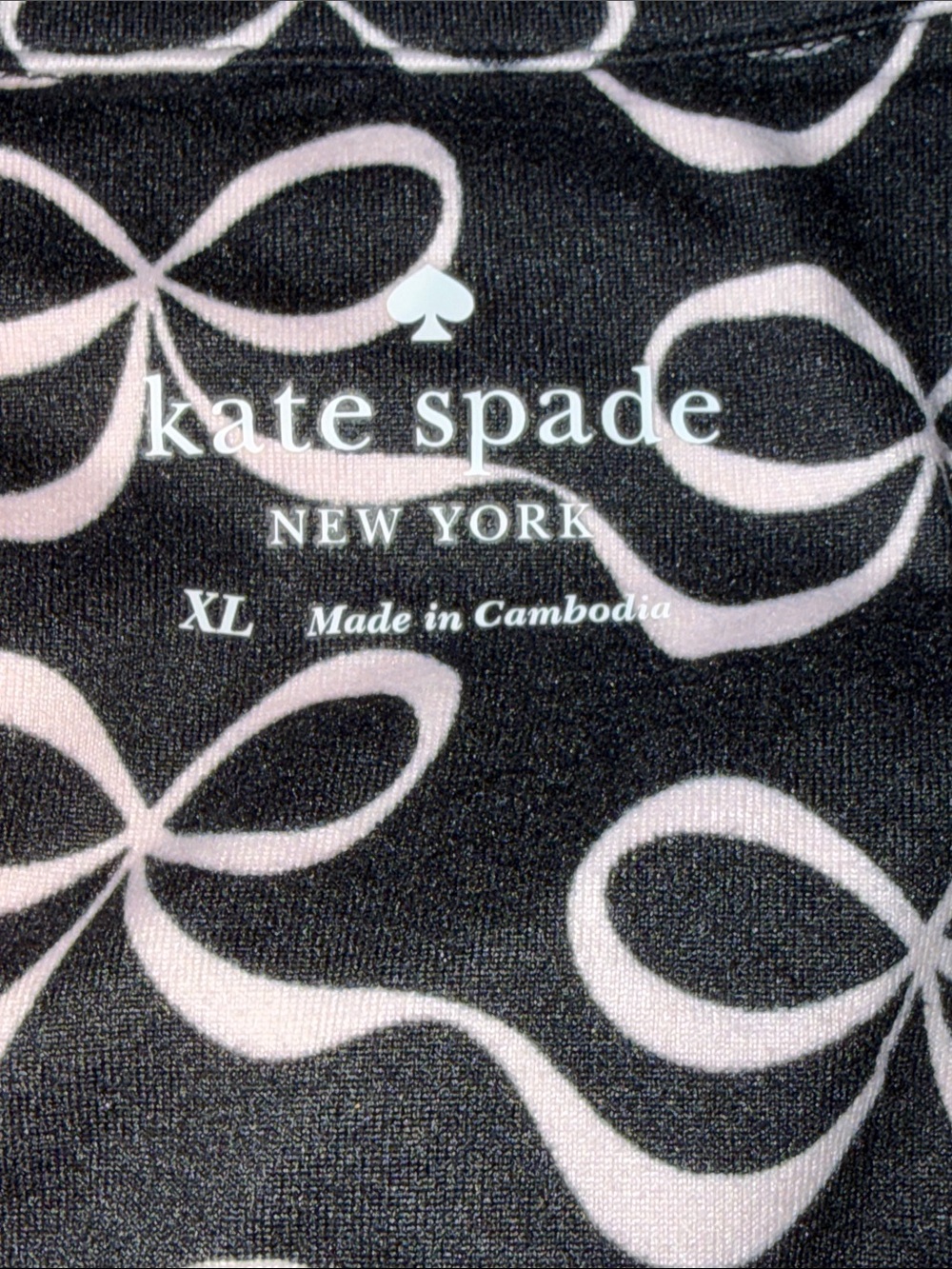 kate spade Black Pajama Set with Pale Pink Bow Print - Picture 2 of 15